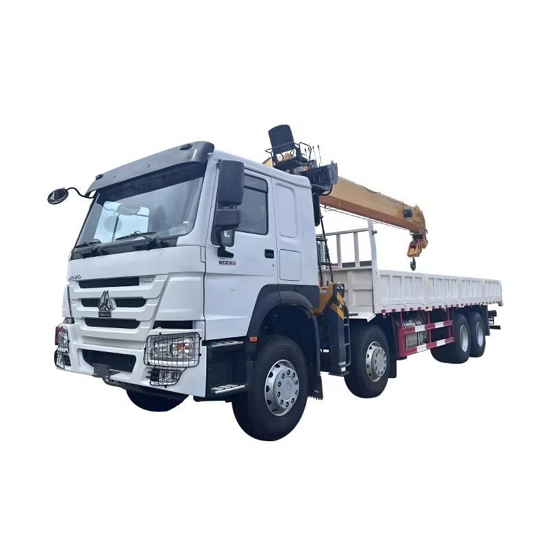Howo Nặng 8x4 14 Tấn Telescopic Boom Crane Xe Tải Gắn Crane Knuckle Cho N&acirc;ng Trọng Lượng