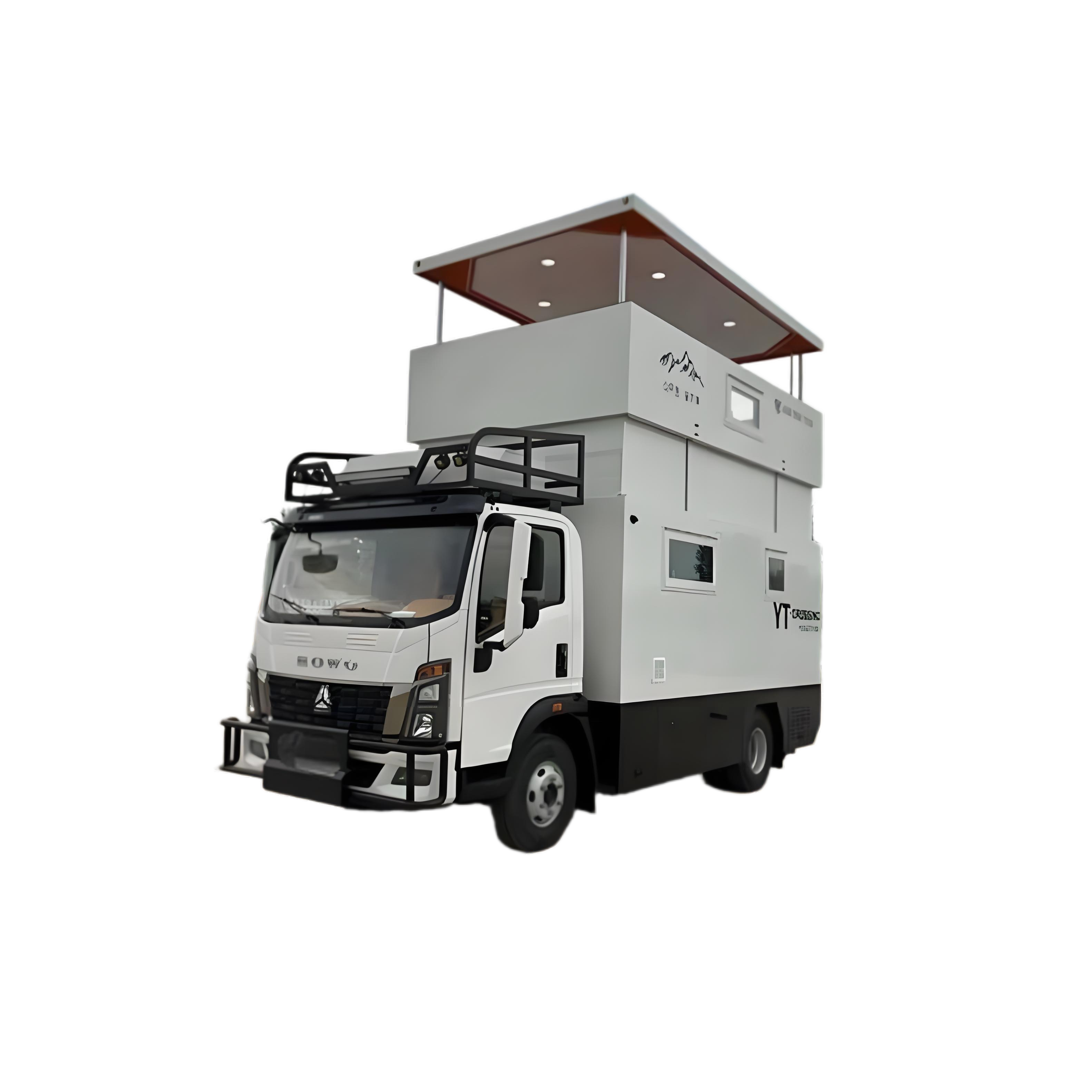 Hai Tầng POP-UP RV HOWO 4X2 4X4 Xe Tải Du Lịch Ngo&agrave;i Trời Xe Tải Giải Tr&iacute; RV